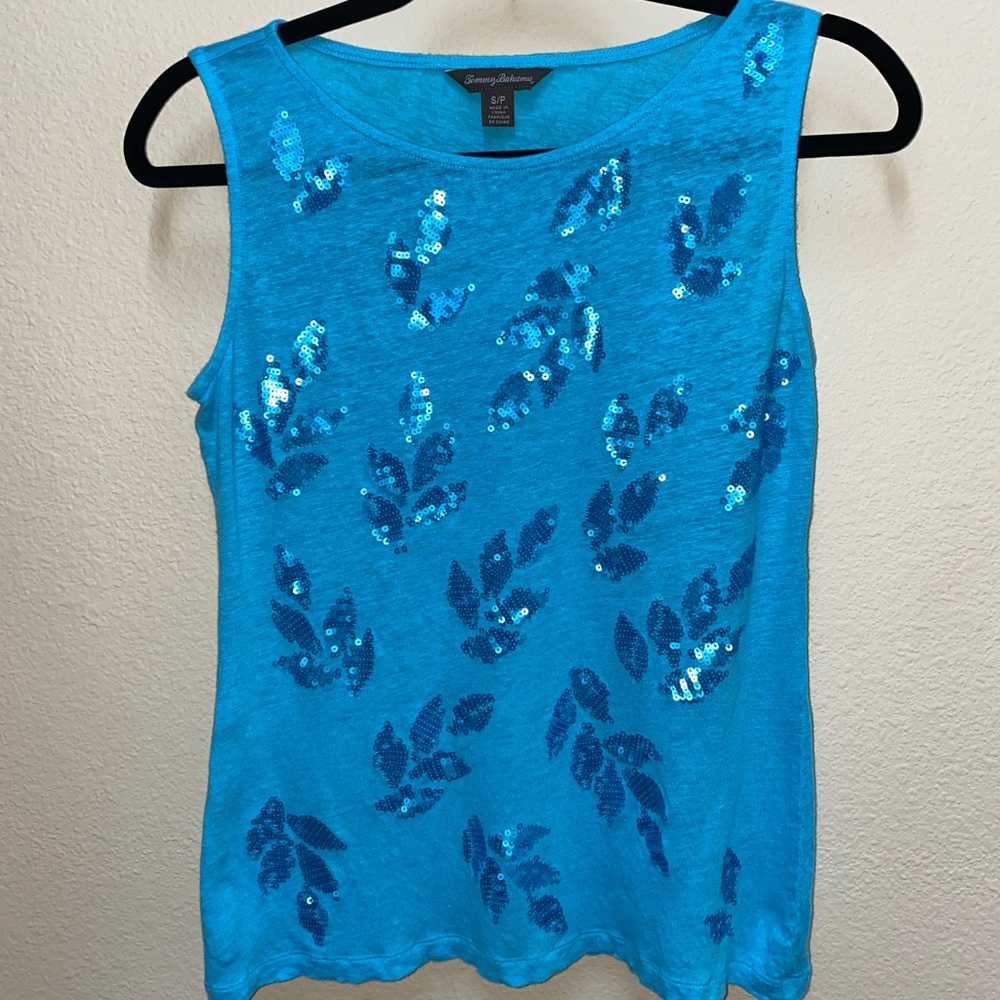 Sequined sleeveless silk sweater